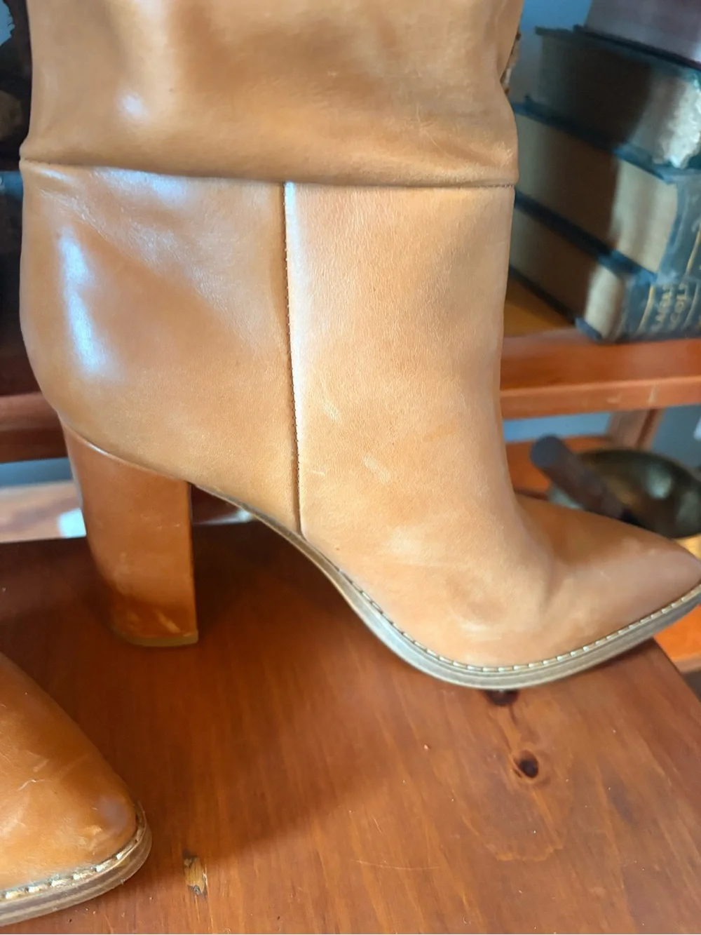 Nine West Tall Leather Brixie Boots in Tan